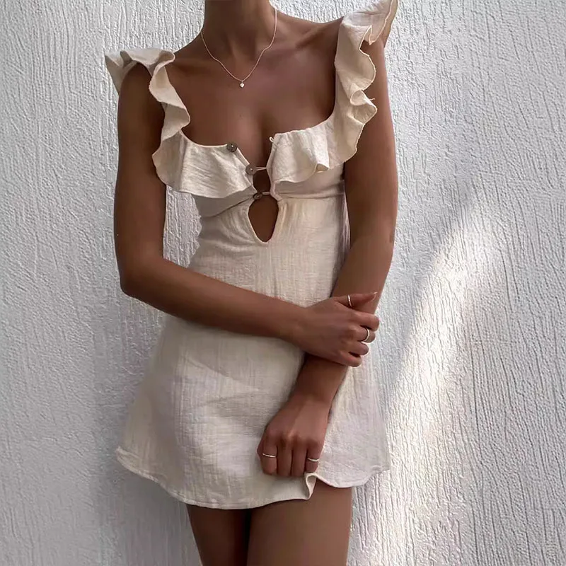 Eleanor® | Women'S Short Summer Dress With V-Neck And Ruffles - Image 2