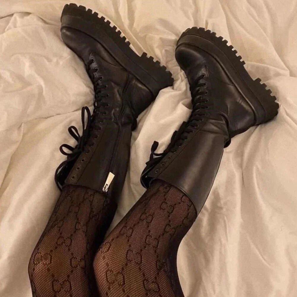 Elena | Black high women's boots with a lace-up sole - Image 2