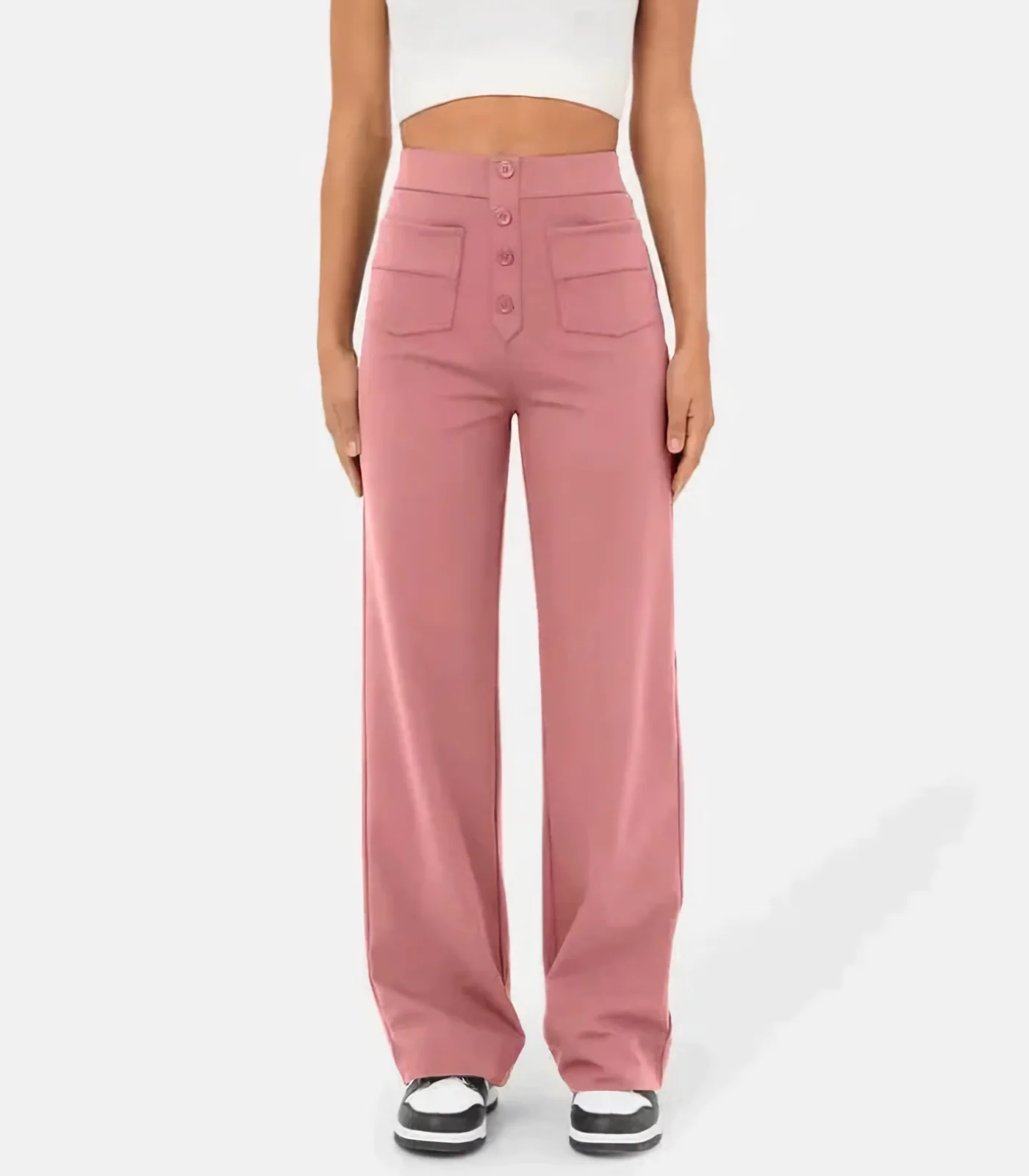 Elena® | Elasticated High Waist Trousers With Buttons