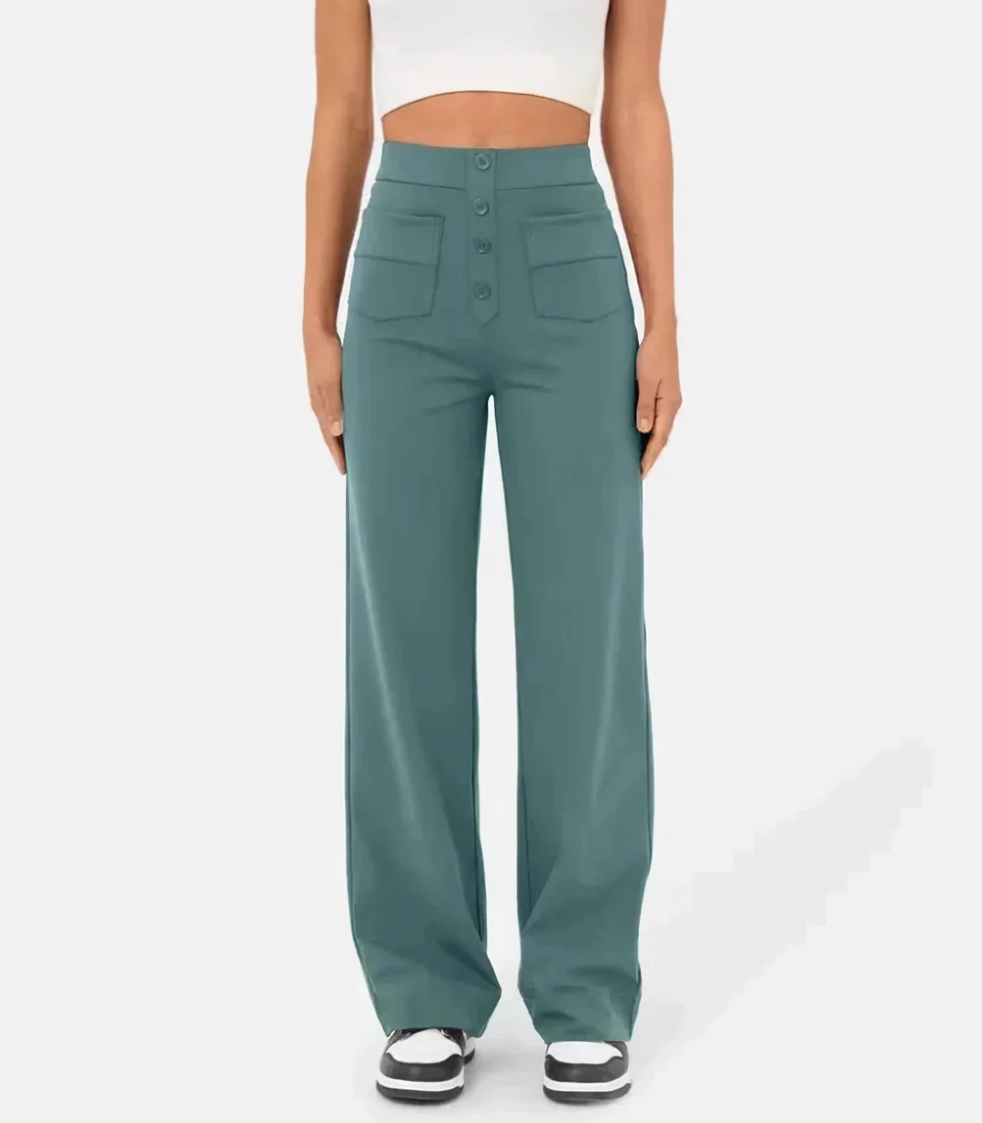 Elena® | Elasticated High Waist Trousers With Buttons - Image 4