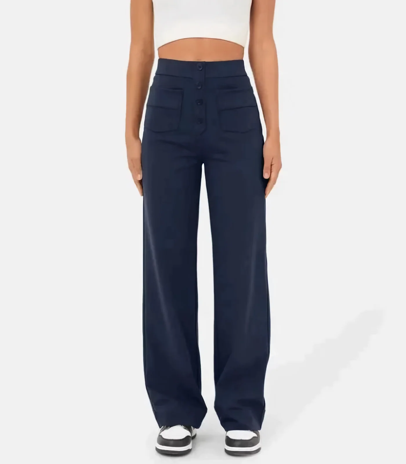 Elena® | Elasticated High Waist Trousers With Buttons - Image 7