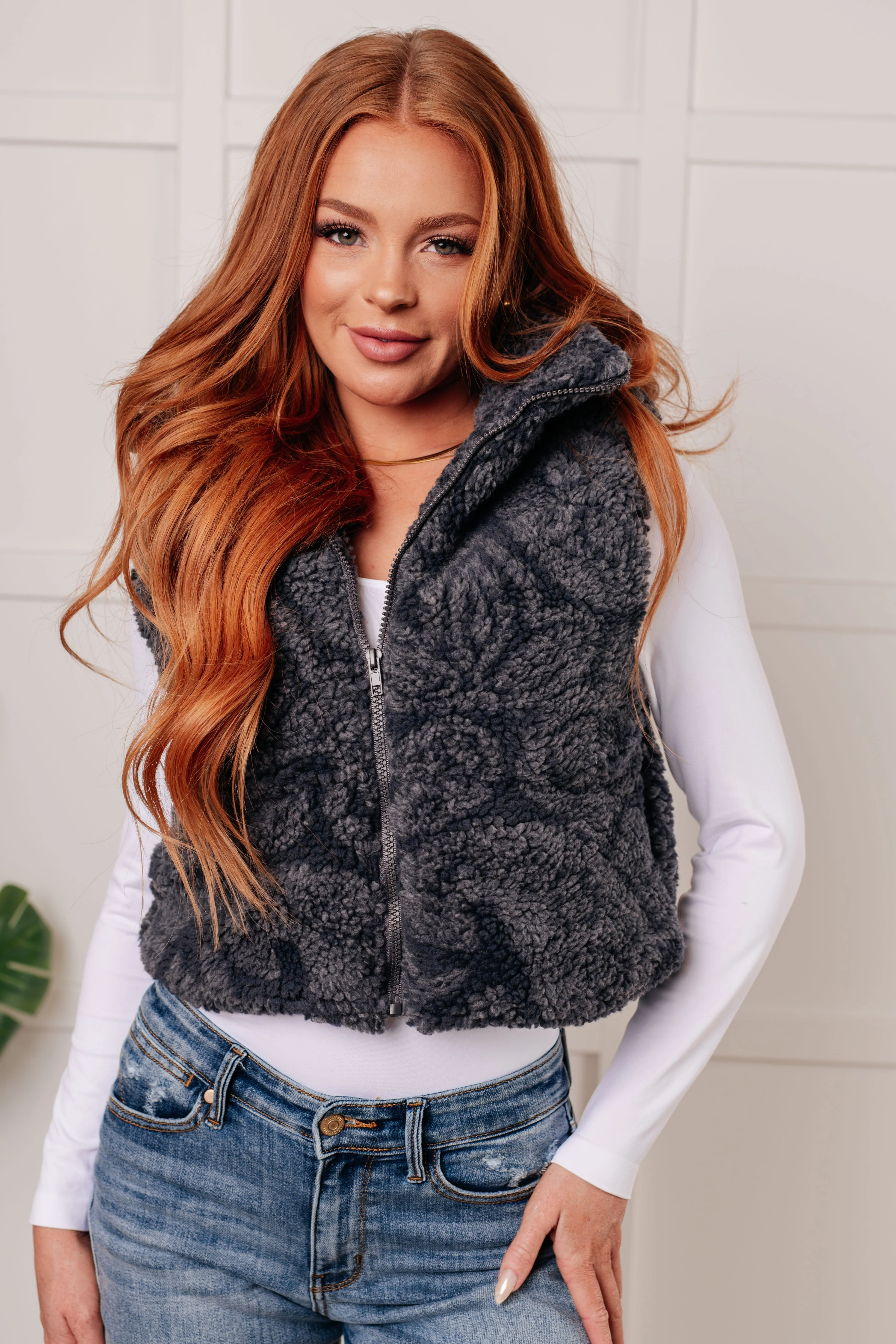 Elena | Just another layer of paisley sherpa print vest