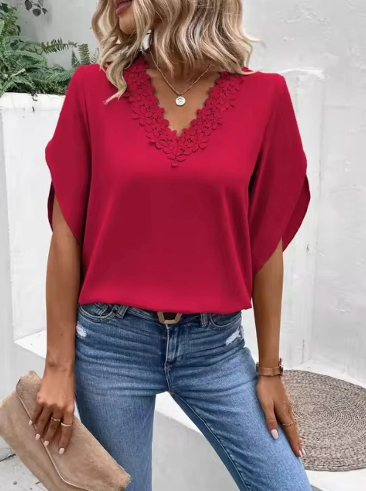 Elena® | Lace V-Neck Shirt - Image 5