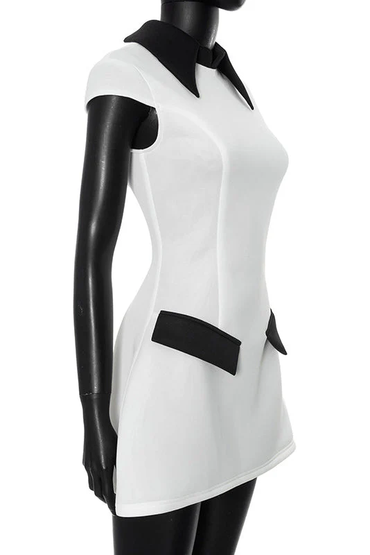 Elena® | Polyester Cap Sleeve Mini Dress With Contrasting Colour - Image 6