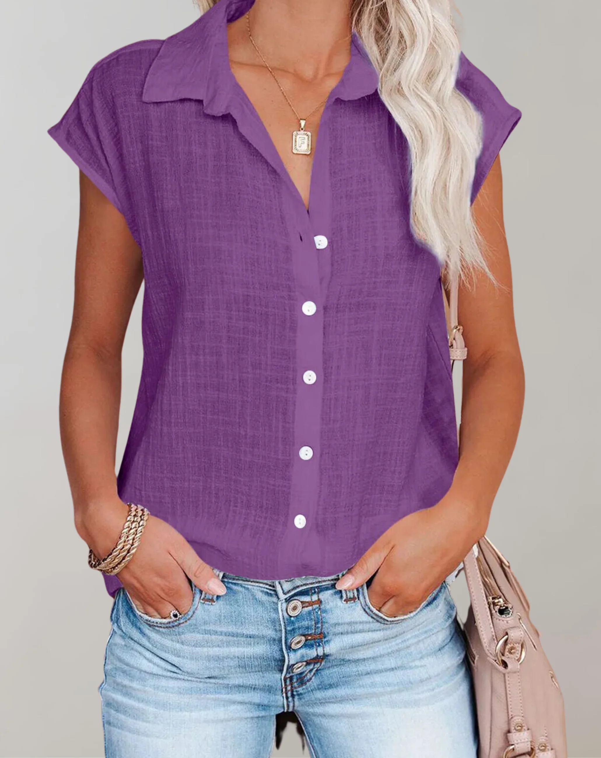 Elena® | Solid Casual Shirts Without - Image 7