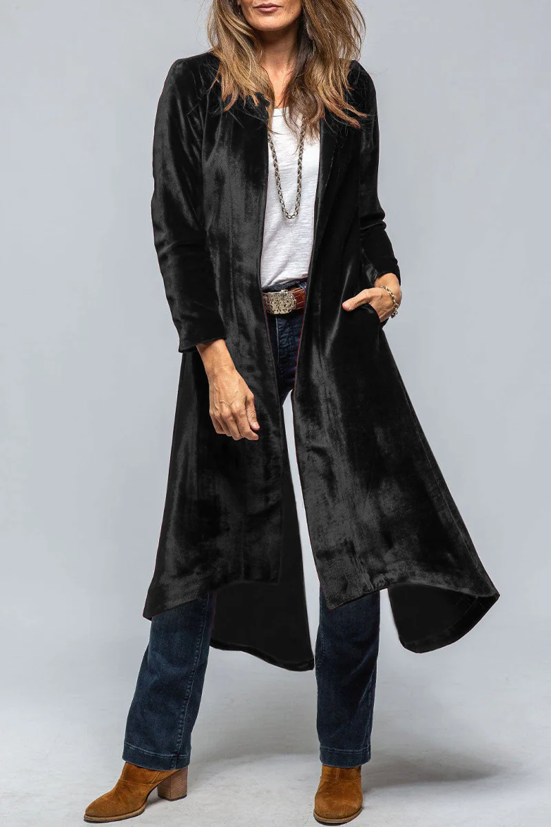 Eleonora | Casual street outerwear with plain pocket slit and V-neck - Image 2
