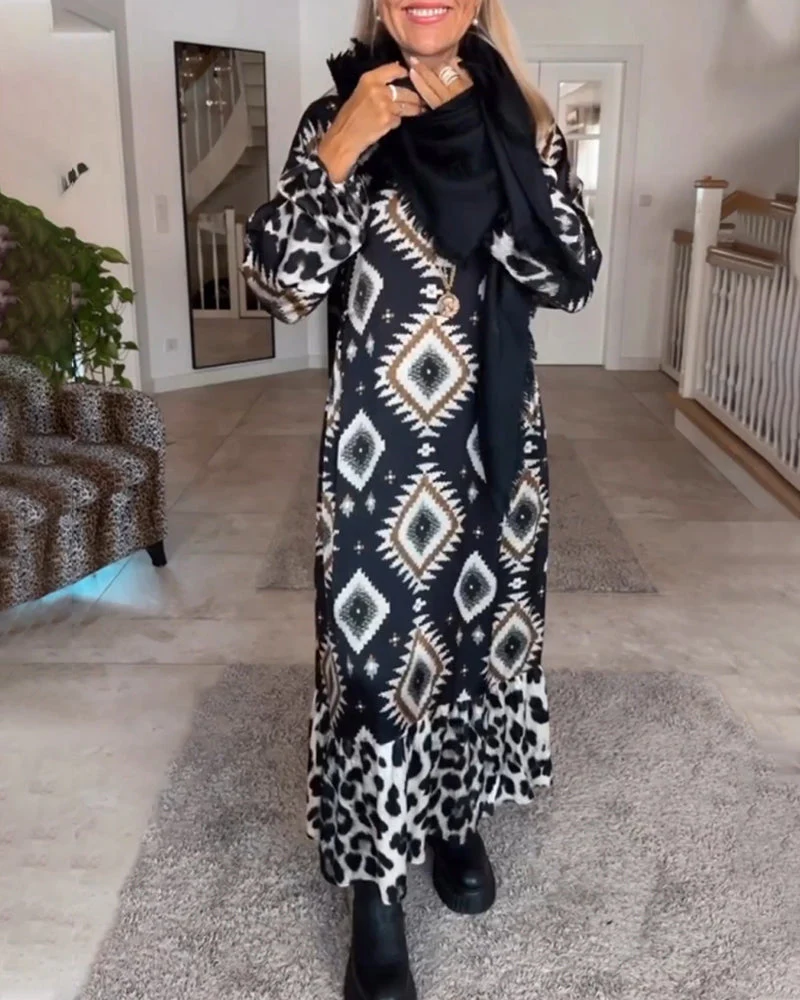 Eleonora® | Long Sleeve Dress With Geometric Print - Image 11