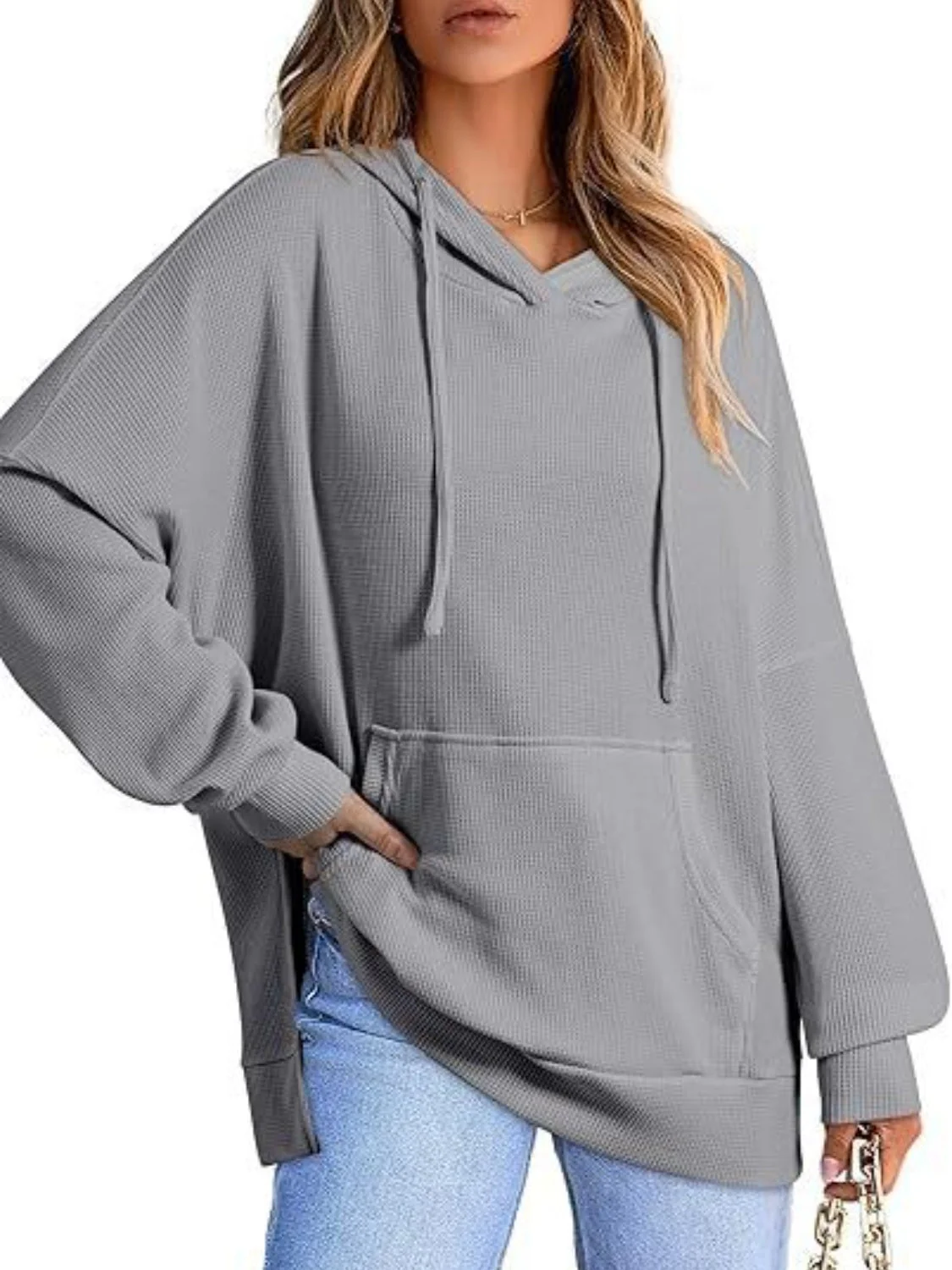 Eleonora | Long sleeve hoodie with drawstring and slit - Image 10