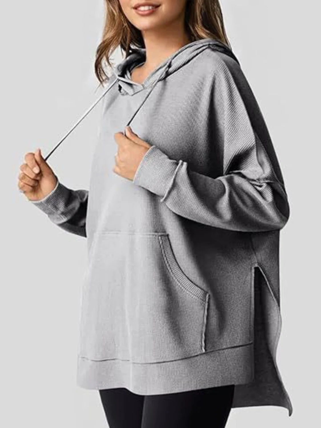 Eleonora | Long sleeve hoodie with drawstring and slit - Image 11