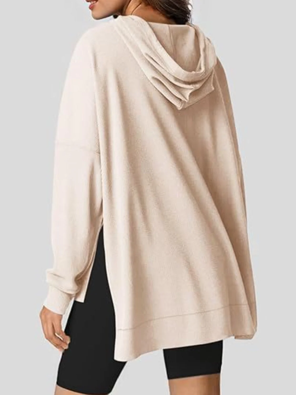 Eleonora | Long sleeve hoodie with drawstring and slit - Image 2