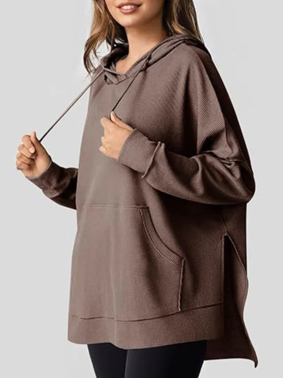 Eleonora | Long sleeve hoodie with drawstring and slit - Image 9