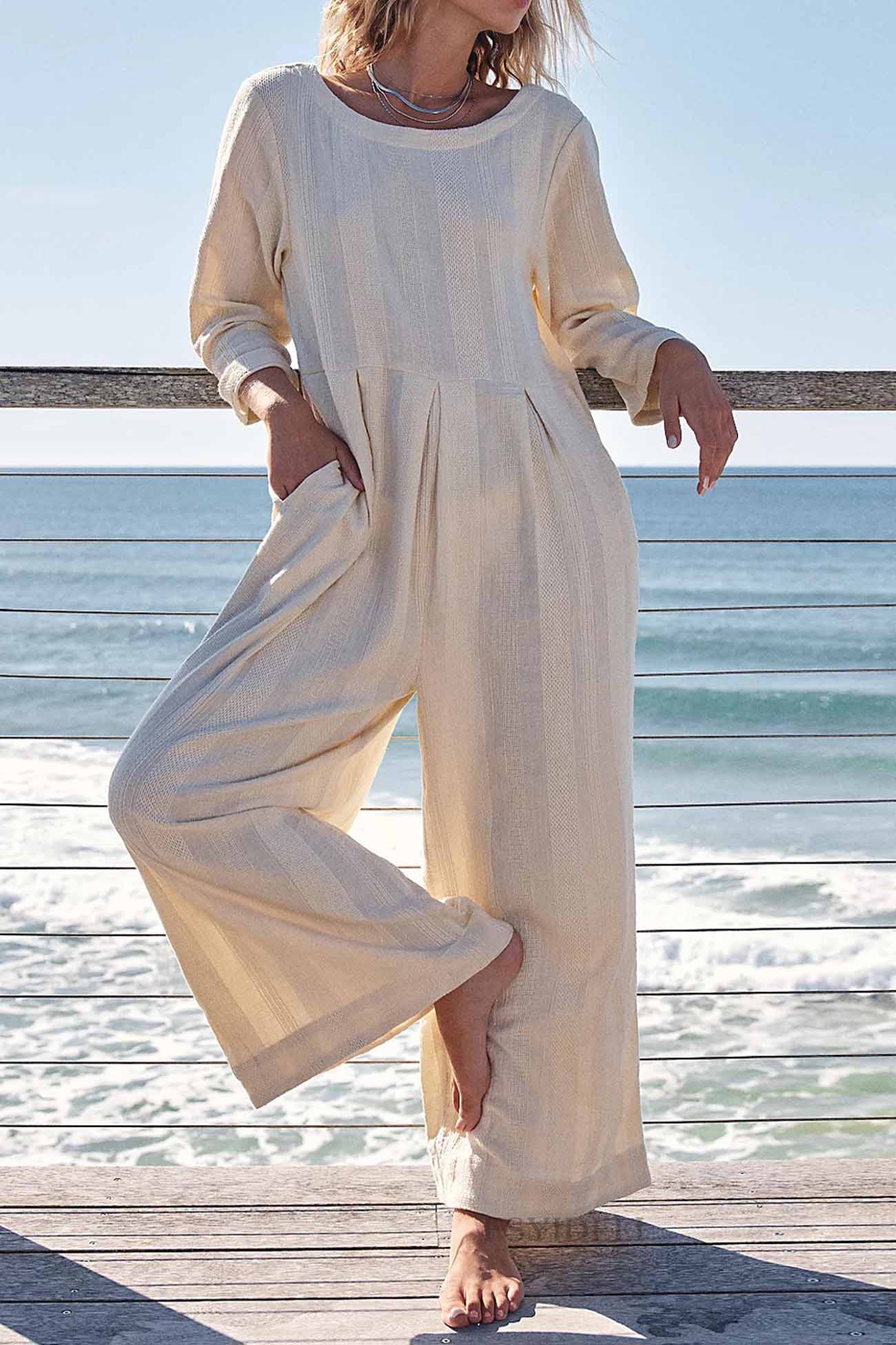 Eleonora | Long-sleeved overalls with a round neckline - Image 4