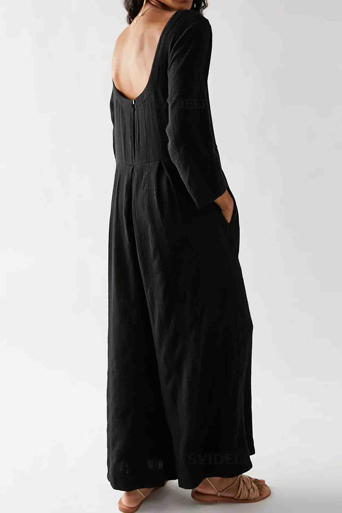 Eleonora | Long-sleeved overalls with a round neckline - Image 6