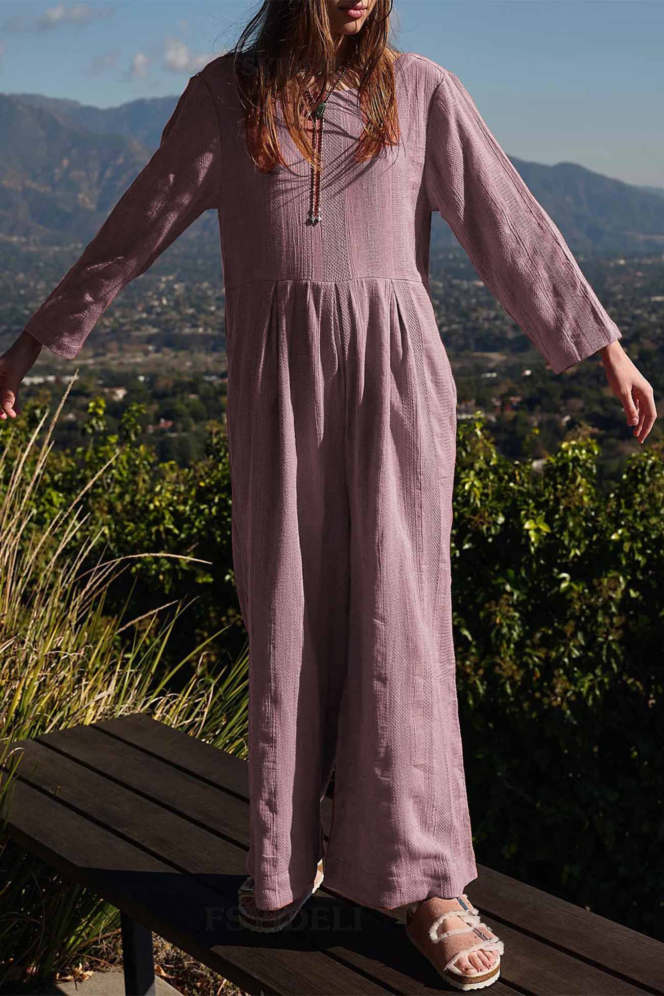Eleonora | Long-sleeved overalls with a round neckline - Image 9