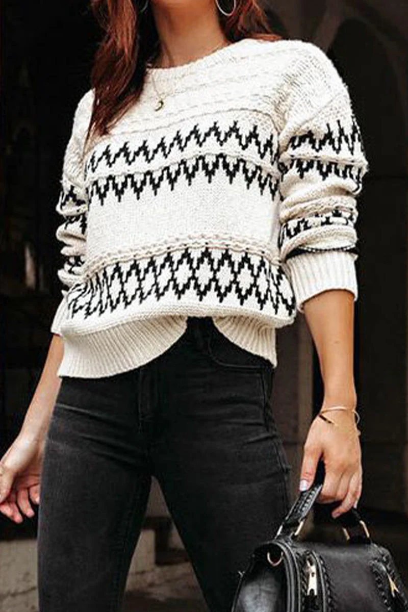 Eliana | Casual tops with geometric pattern and O-neck