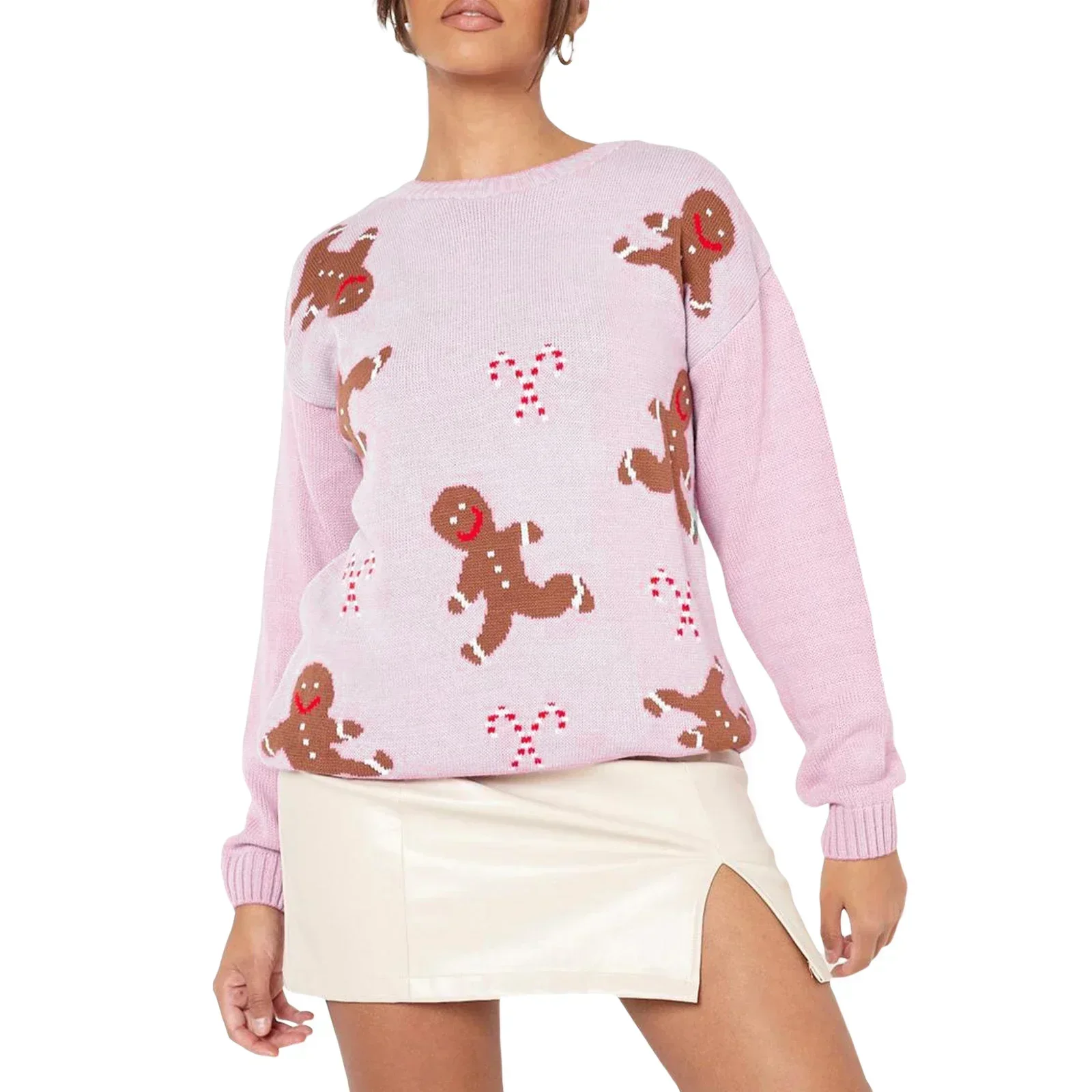 Eliana | Loose-fitting women's sweater with a gingerbread pattern - Image 2