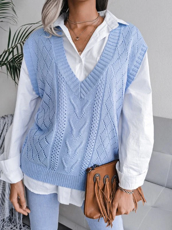 Eliana® | Women'S Hollow-Out Fried Dough V-Neck Knitted Sweater - Image 6
