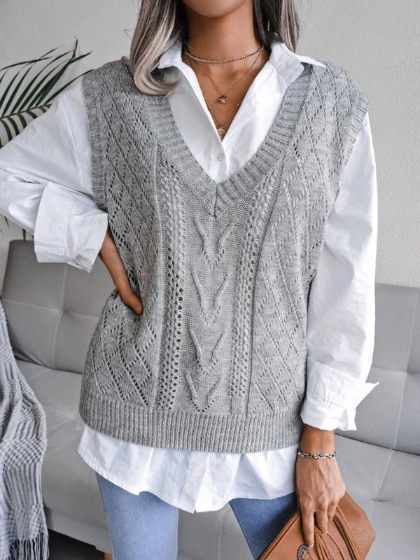 Eliana® | Women'S Hollow-Out Fried Dough V-Neck Knitted Sweater - Image 8