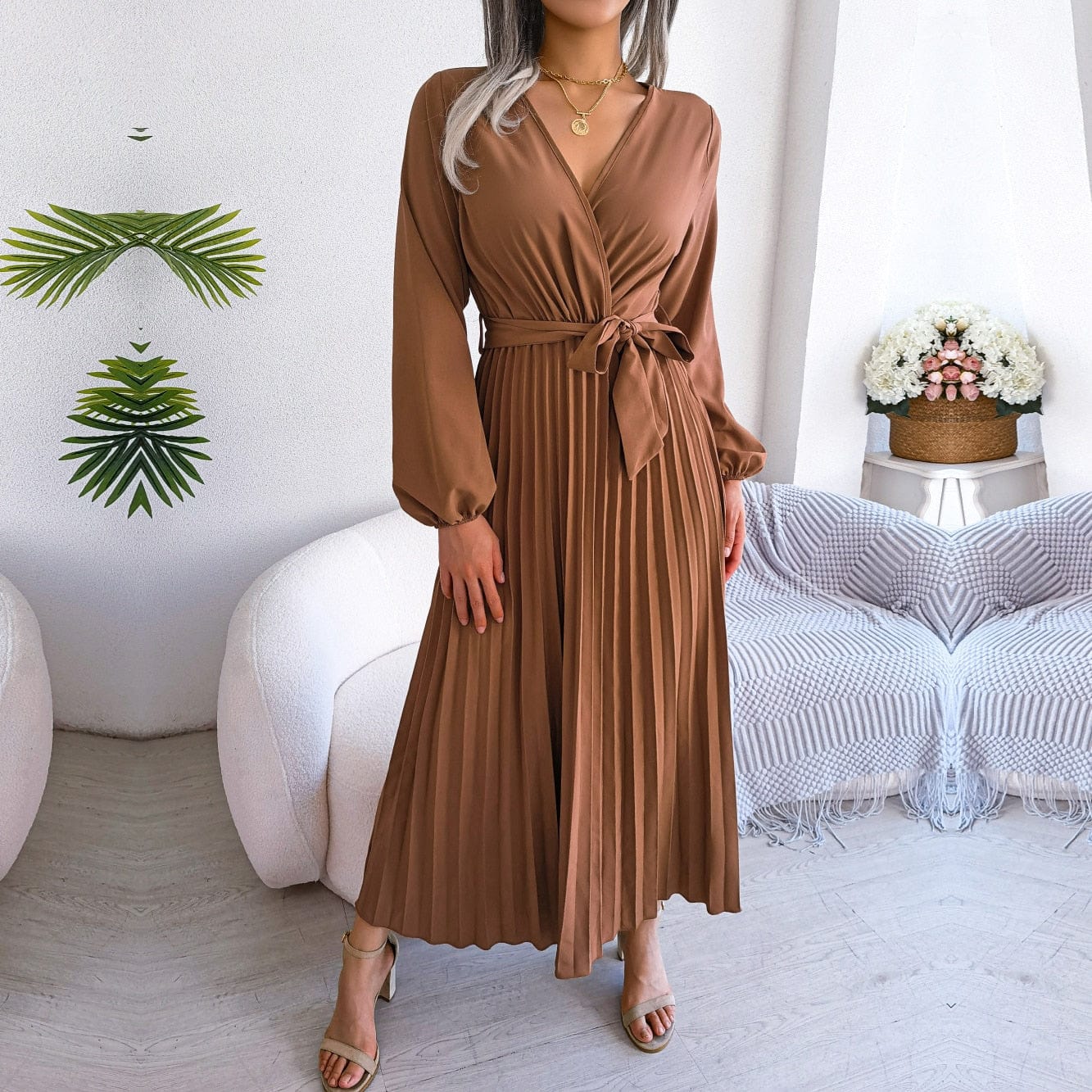 Elisa® | V-Neck Maxi Dress. Festive Boho Style