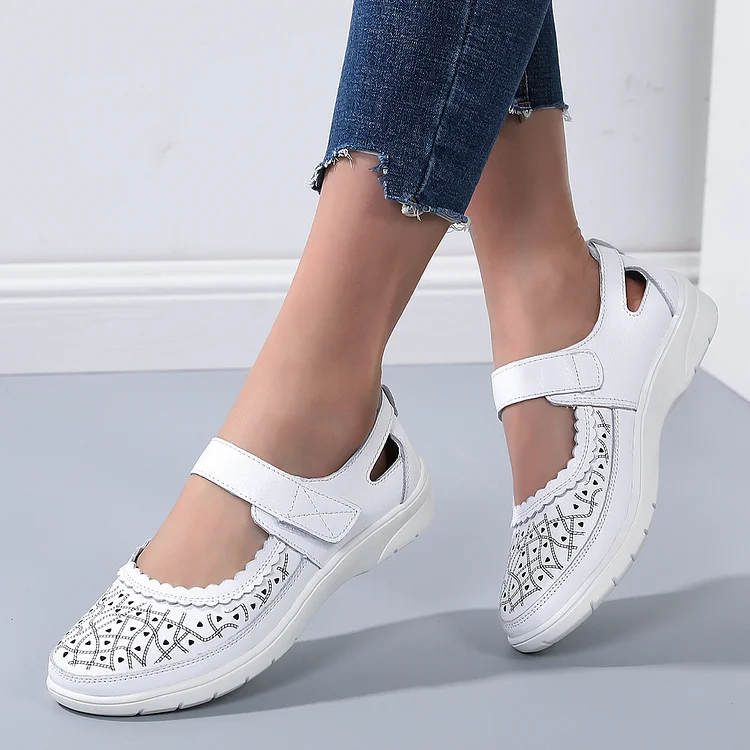 Elisa® | White Leather Orthopedic Comfort Loafers For Women