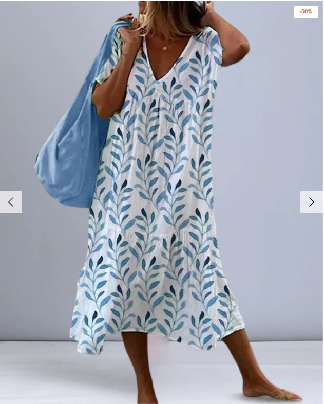Elizabeth® | Women'S V-Neck Leaf Print Dress - Image 2
