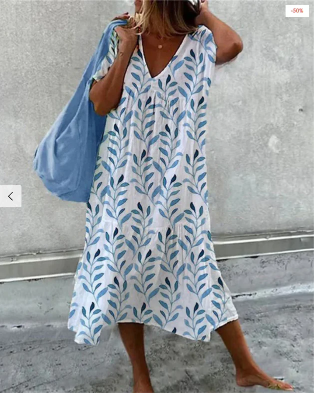 Elizabeth® | Women'S V-Neck Leaf Print Dress - Image 4