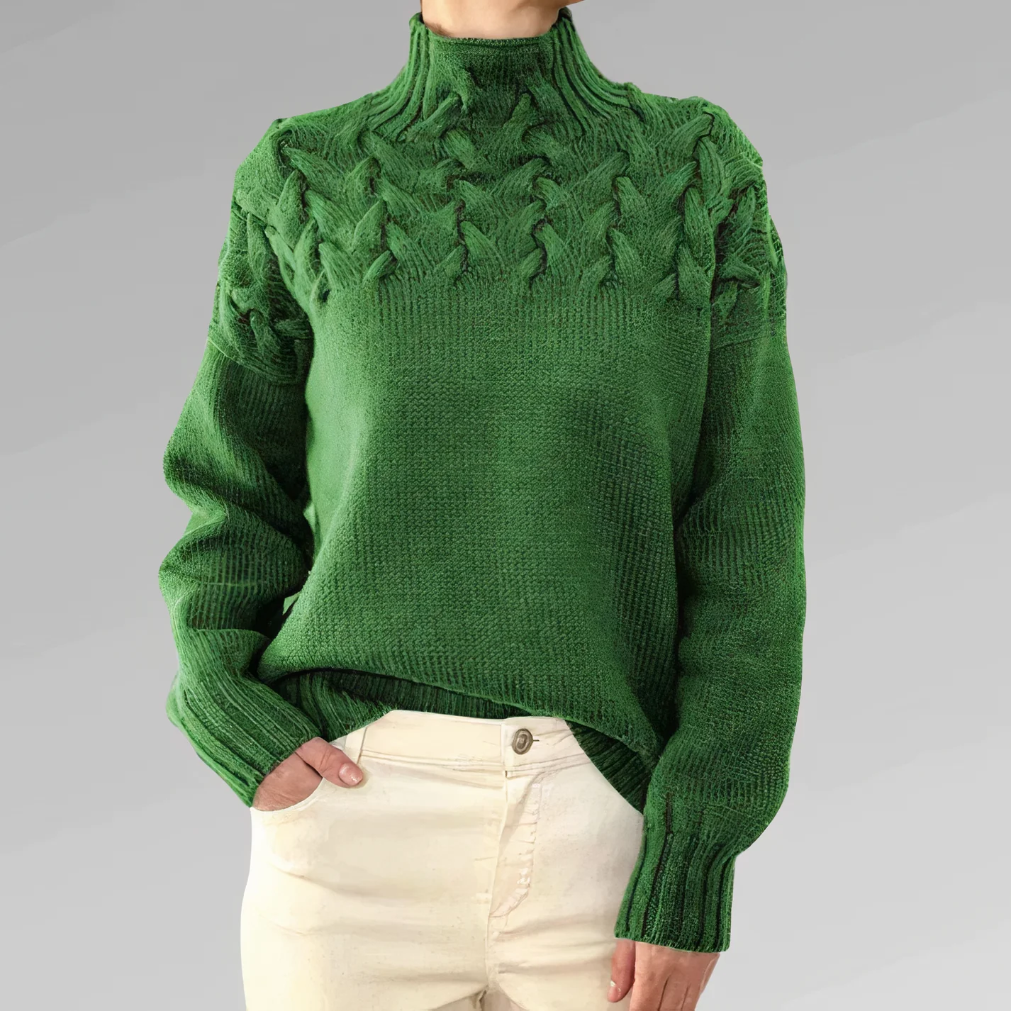 Ella® | Knitted sweater with cable pattern - Image 2