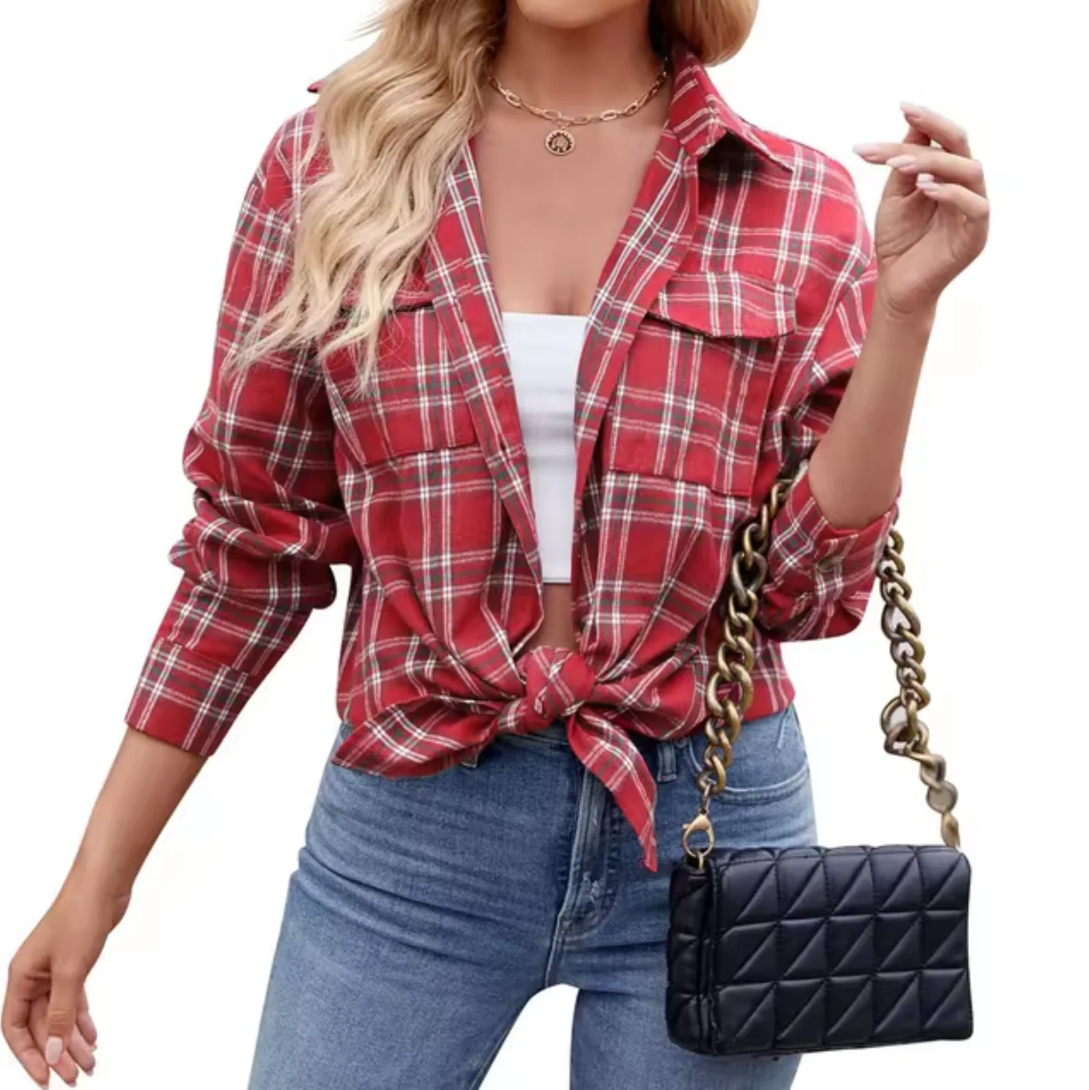 Ella® | Long Sleeve Checkered Shirt - Image 3