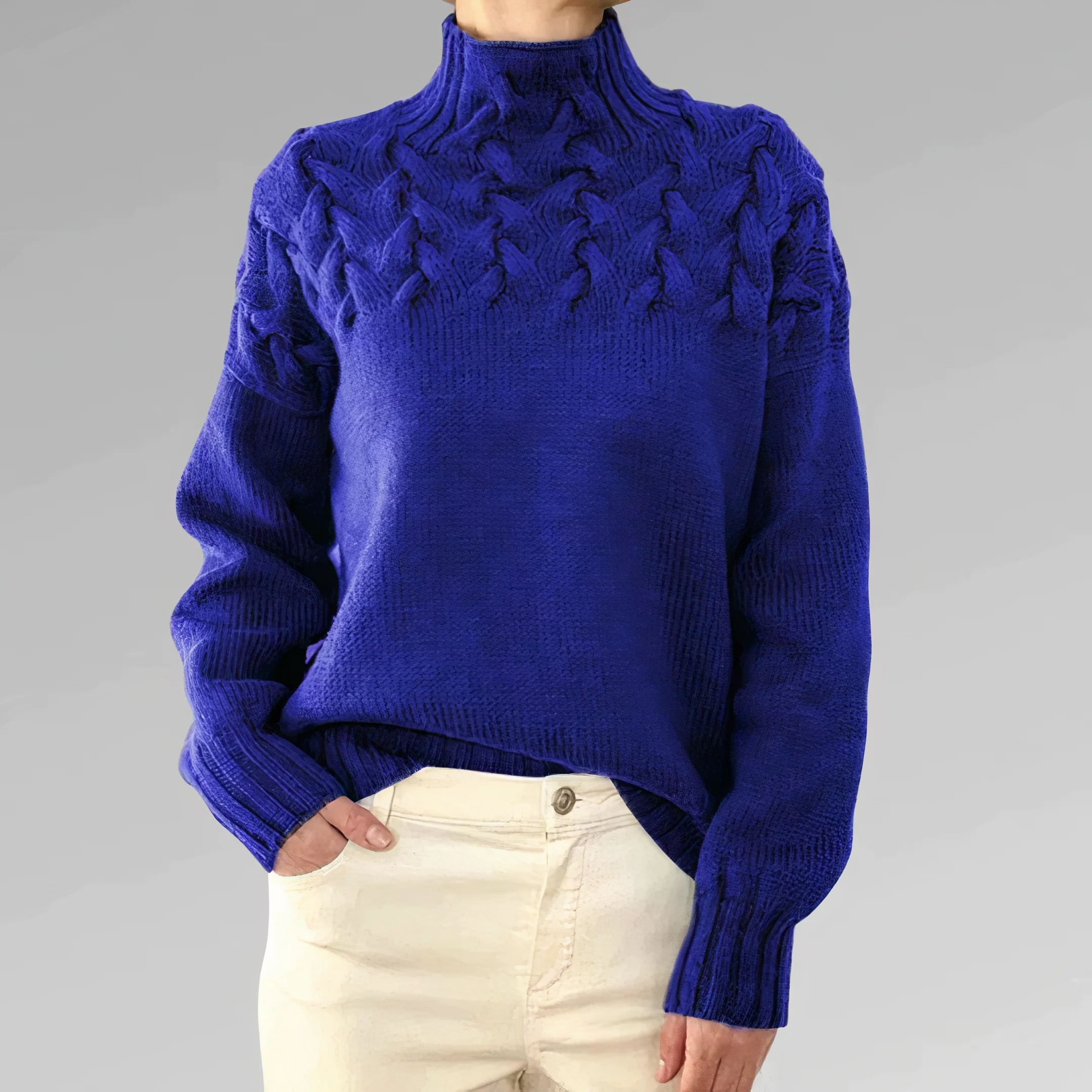 Ella | Knitted sweater with cable pattern - Image 4