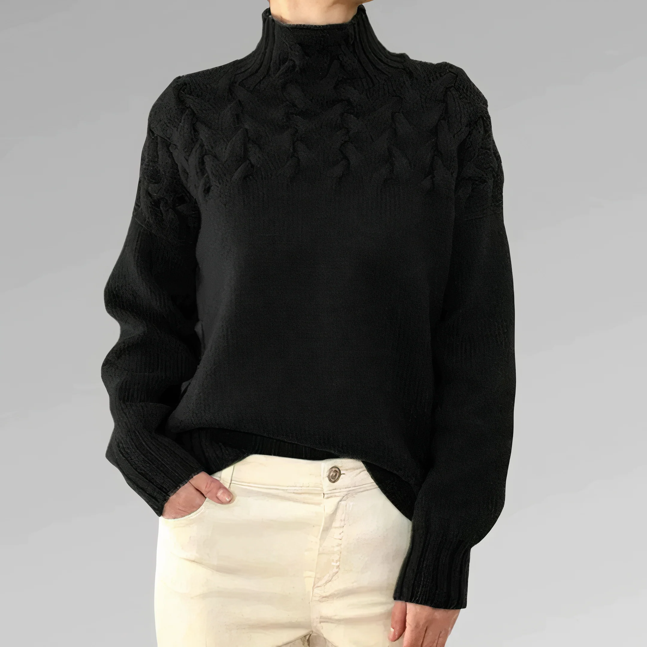Ella | Knitted sweater with cable pattern - Image 5