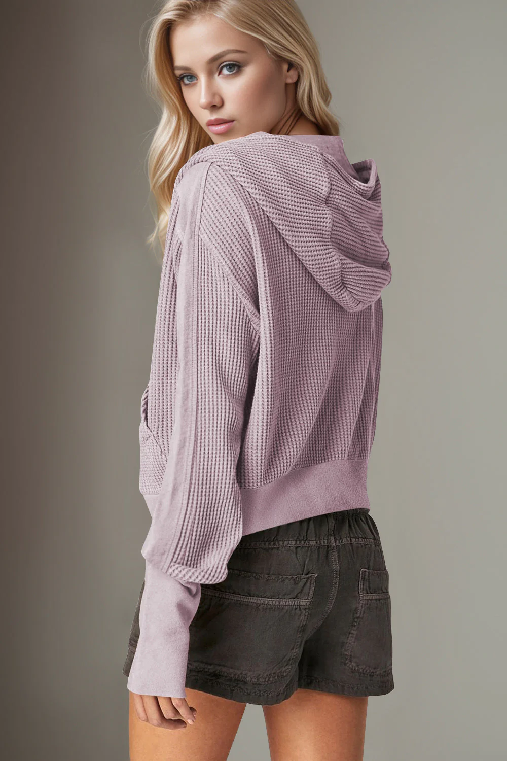Elsa | Double Take waffle knit long sleeve zip hoodie - Image 18