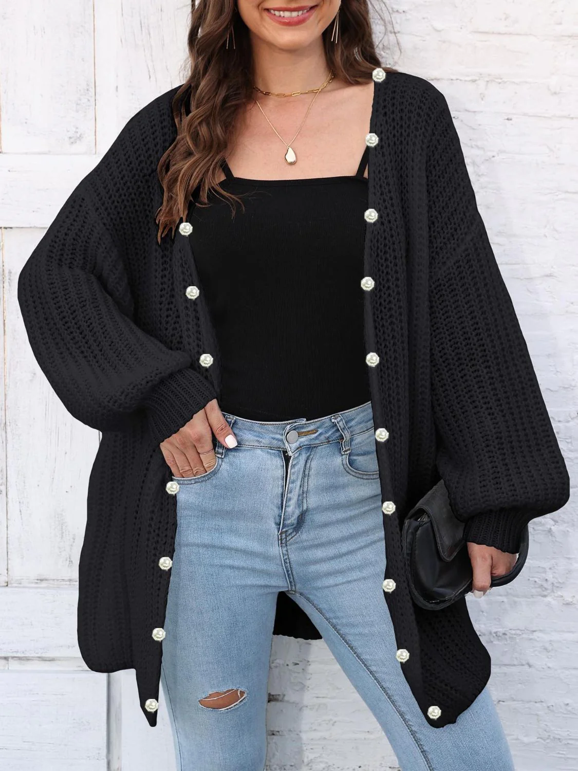 Elsa | Long sleeve open front cardigan - Image 3