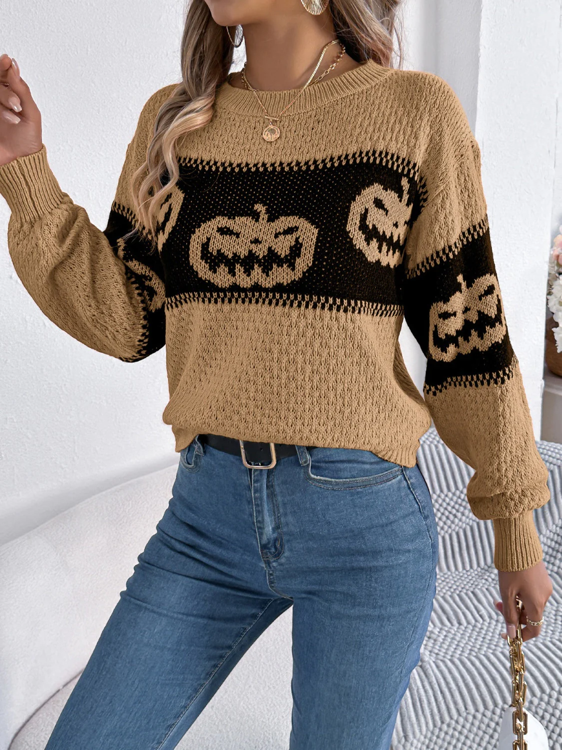 Elsa | Pumpkin long sleeve crew neck sweater - Image 11