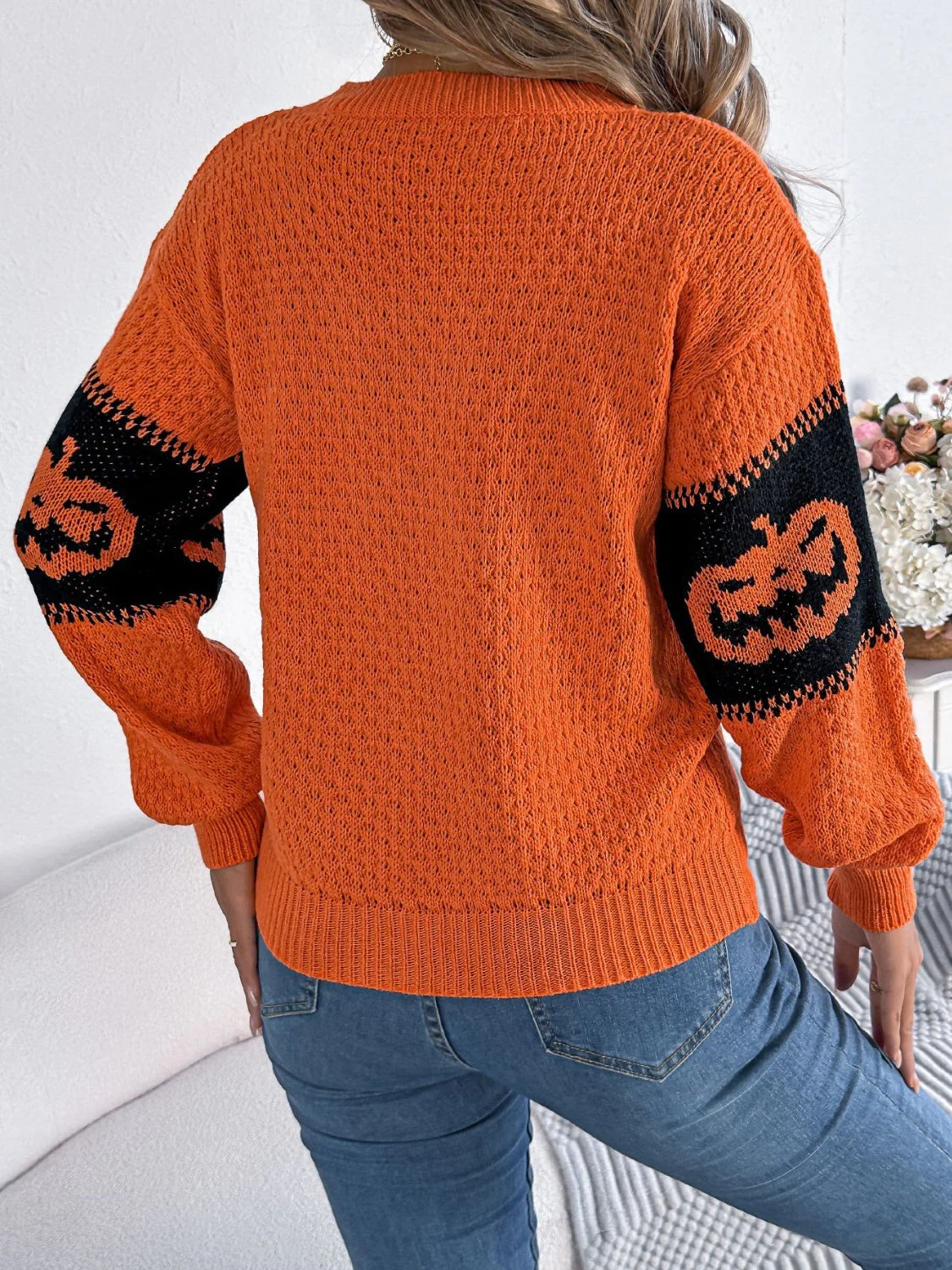 Elsa | Pumpkin long sleeve crew neck sweater - Image 3