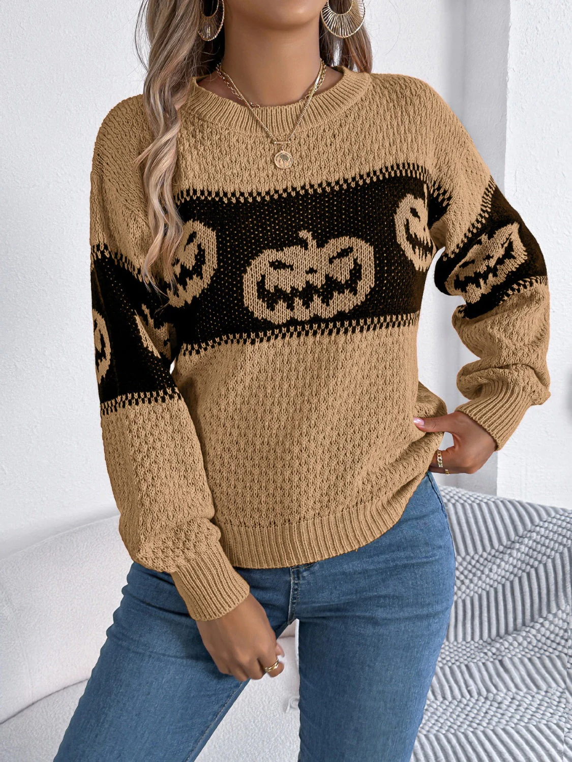 Elsa | Pumpkin long sleeve crew neck sweater - Image 7