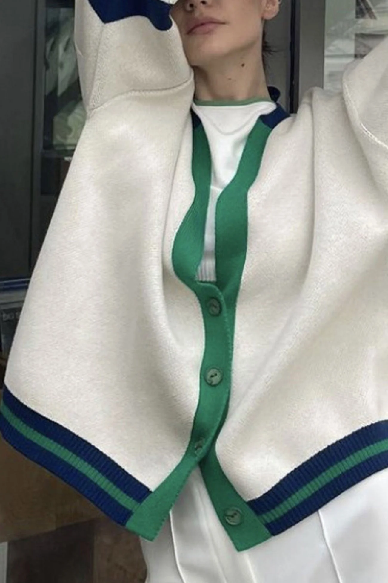 Elsbeth | Cardigan with contrast stripes - Image 3