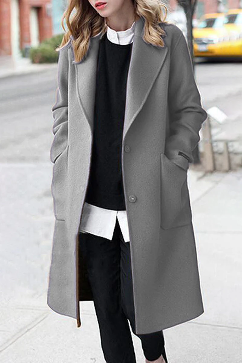 Elsbeth | Casual street pocket outerwear with reversible collar - Image 3