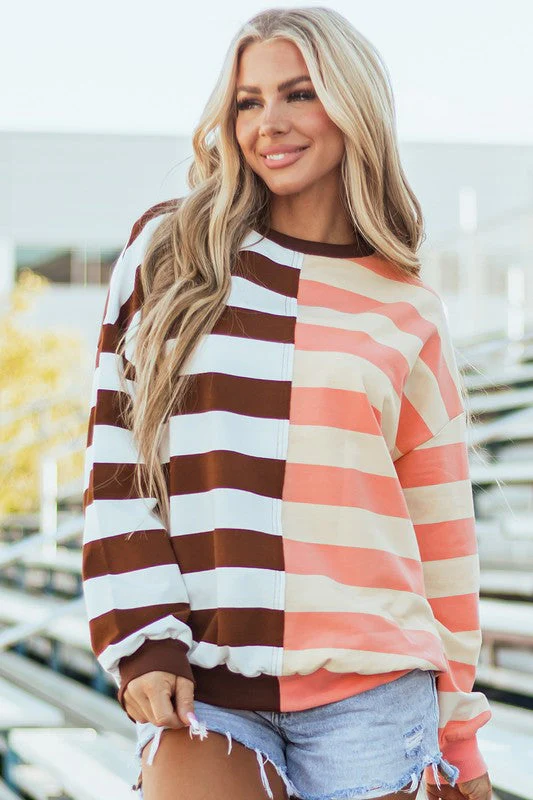 Elsbeth | Striped pullover sweatshirt with color block design on the shoulders - Image 11