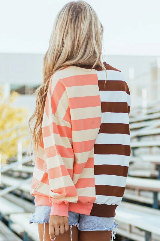 Elsbeth | Striped pullover sweatshirt with color block design on the shoulders - Image 13