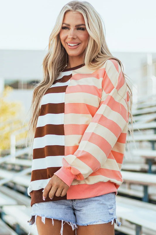 Elsbeth | Striped pullover sweatshirt with color block design on the shoulders - Image 14