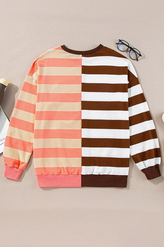 Elsbeth | Striped pullover sweatshirt with color block design on the shoulders - Image 4