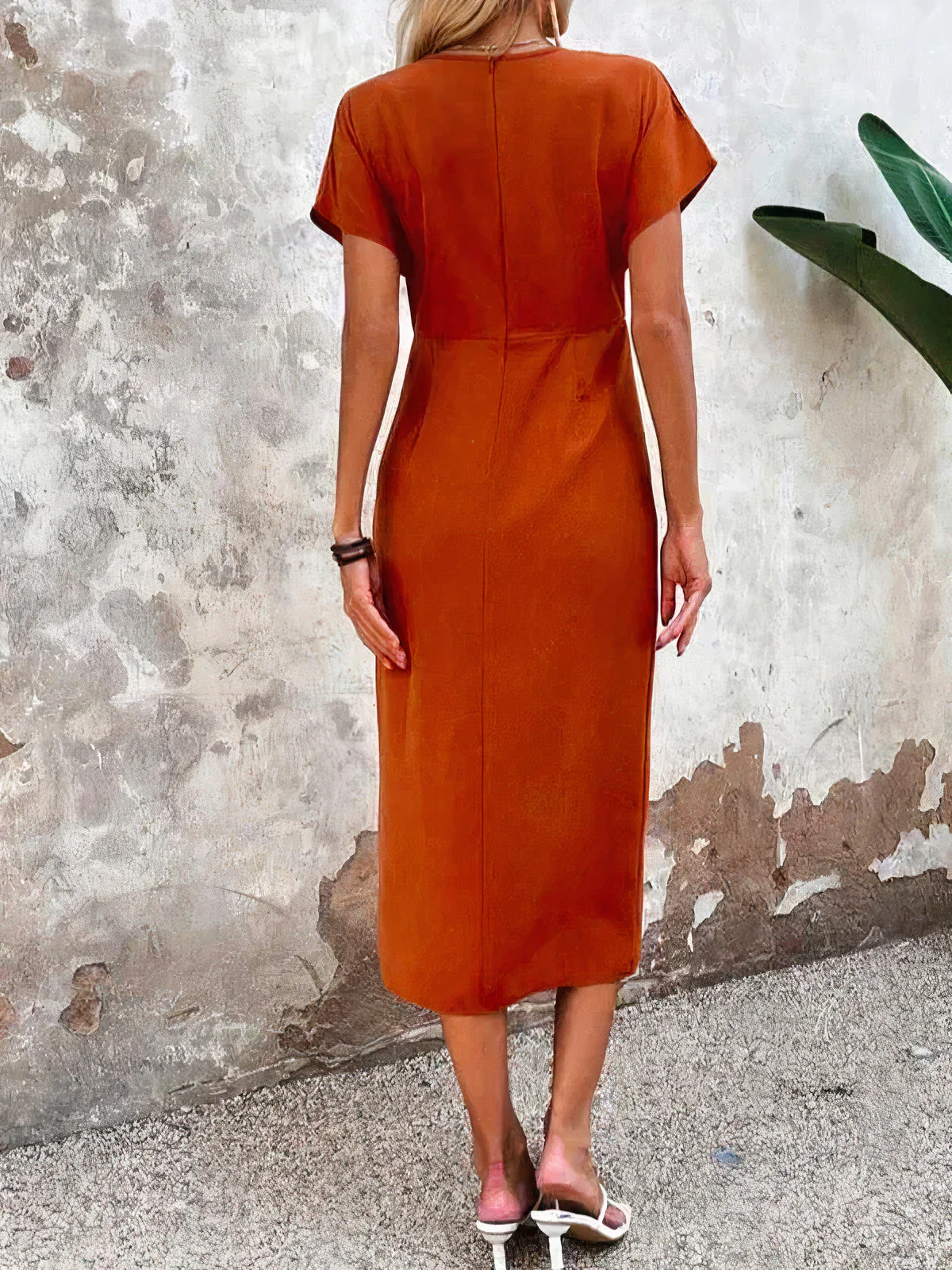 Elvia® | Elegant Orange Dress - Image 4