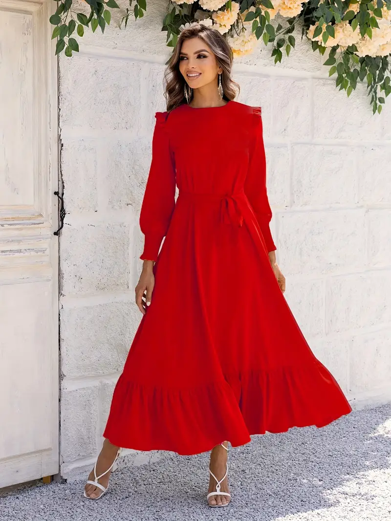 Elvia® | Women'S Belted And Flounced Maxi Dress - Image 5