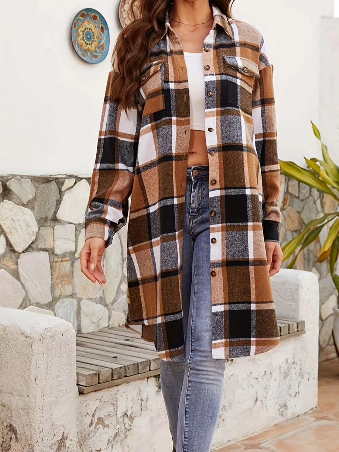 Elvira | Checked, long-sleeved jacket with a collar - Image 2