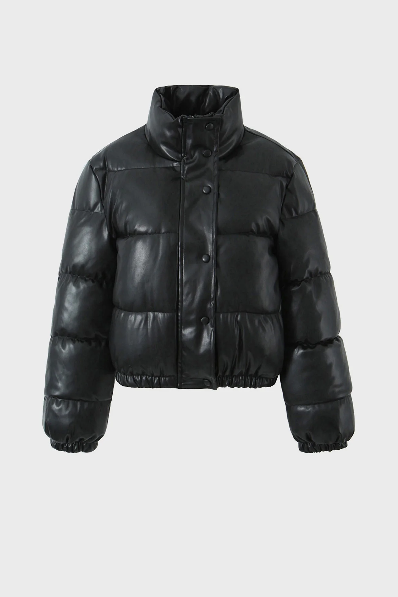 Elvira | Solid PU cotton jacket with stand-up collar - Image 5
