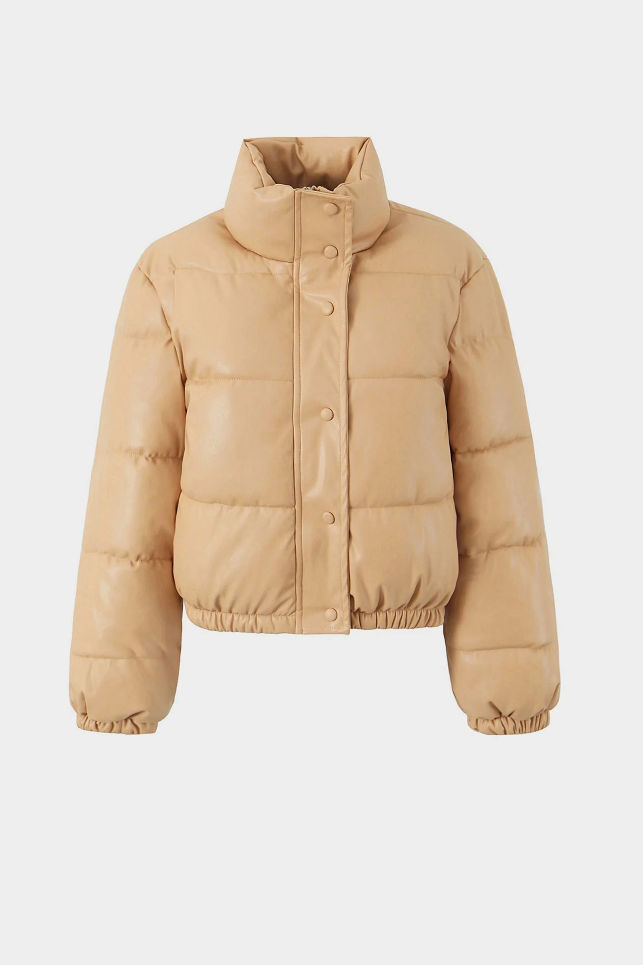 Elvira | Solid PU cotton jacket with stand-up collar - Image 6