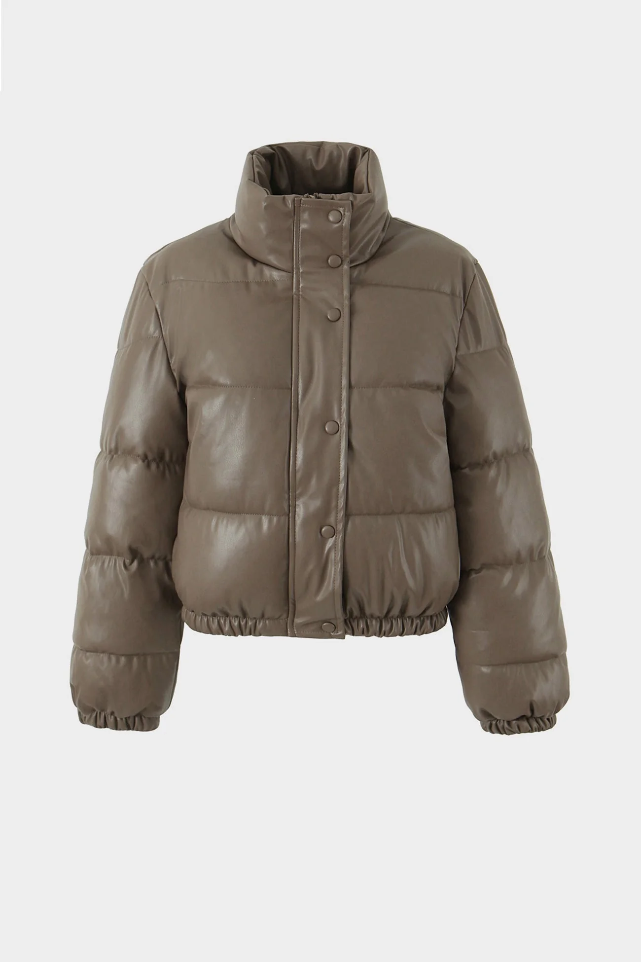 Elvira | Solid PU cotton jacket with stand-up collar - Image 7
