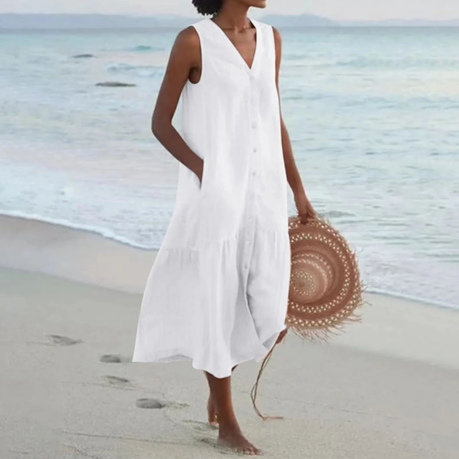 Emilia® | Linen Dress With V-Neck