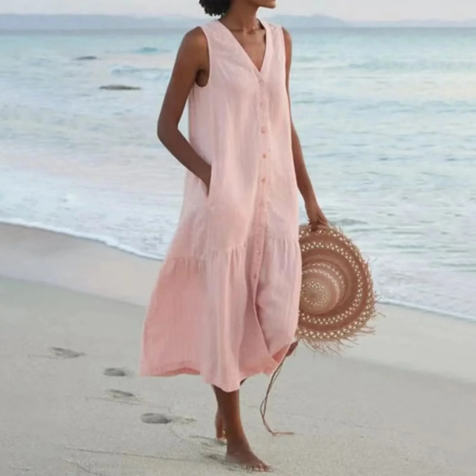 Emilia® | Linen Dress With V-Neck - Image 3
