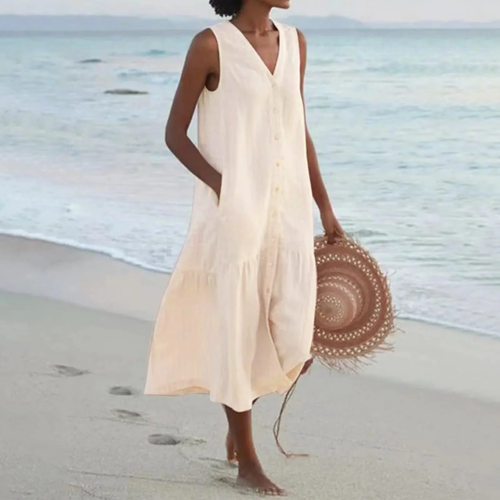 Emilia® | Linen Dress With V-Neck - Image 6